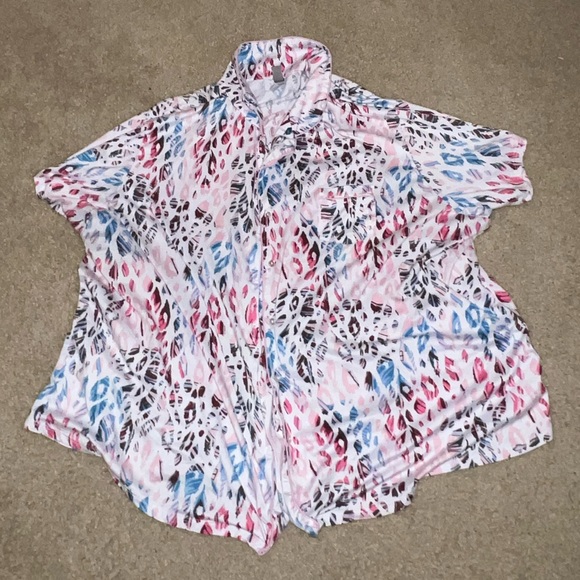 PJ Couture Pink & Blue Button Down Blouse - Picture 3 of 7